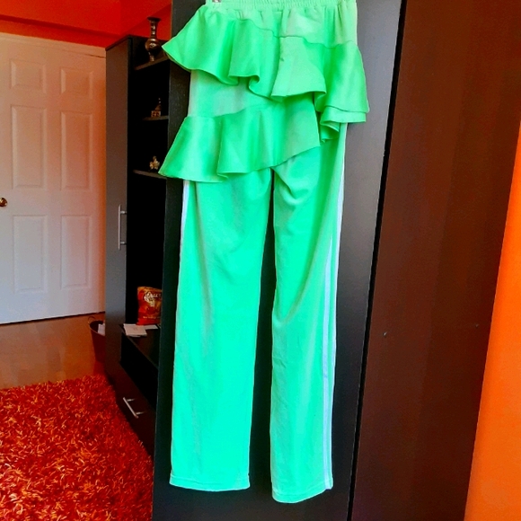 adidas Green Ruffle Track Pants - Picture 6 of 13